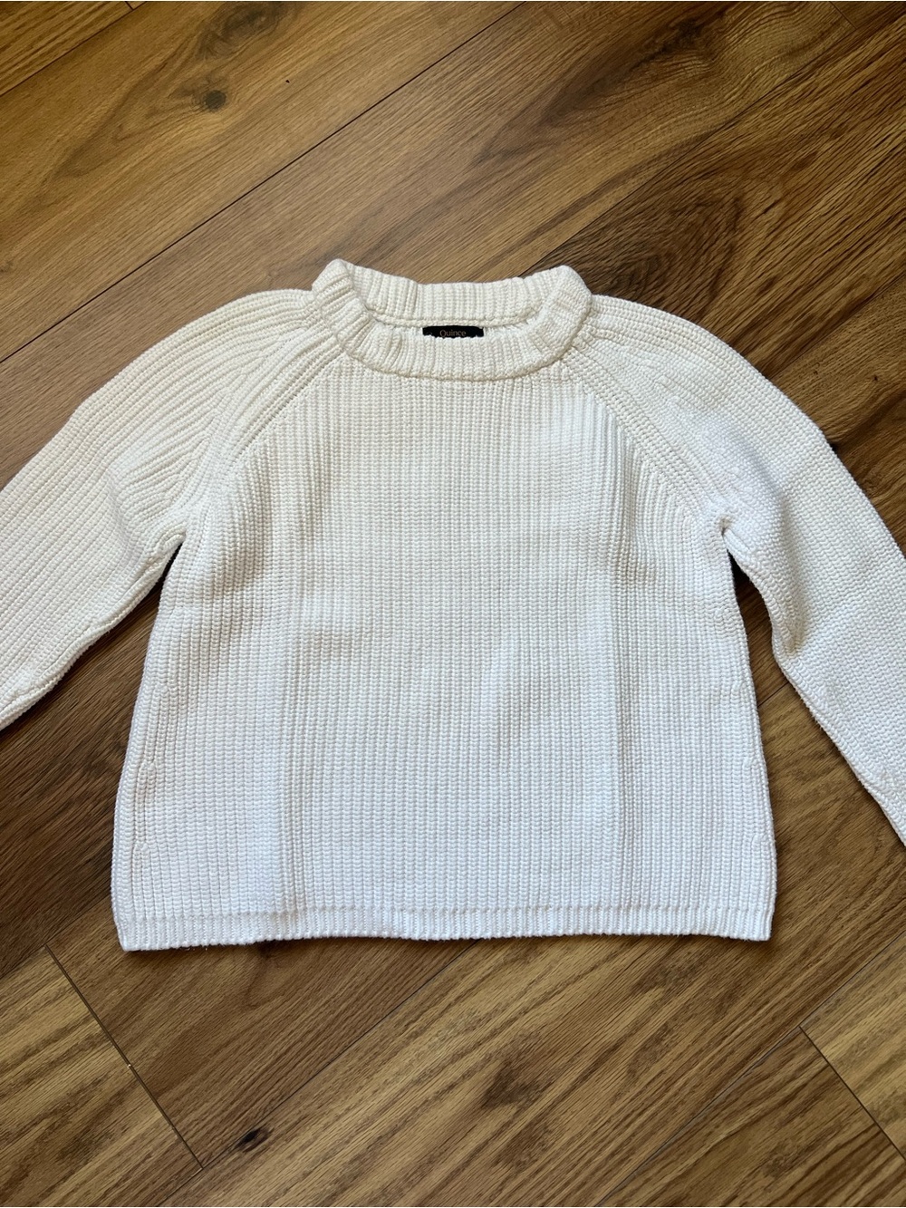 Quince Organic Cotton Fisherman Crewneck Sweater Ivory S